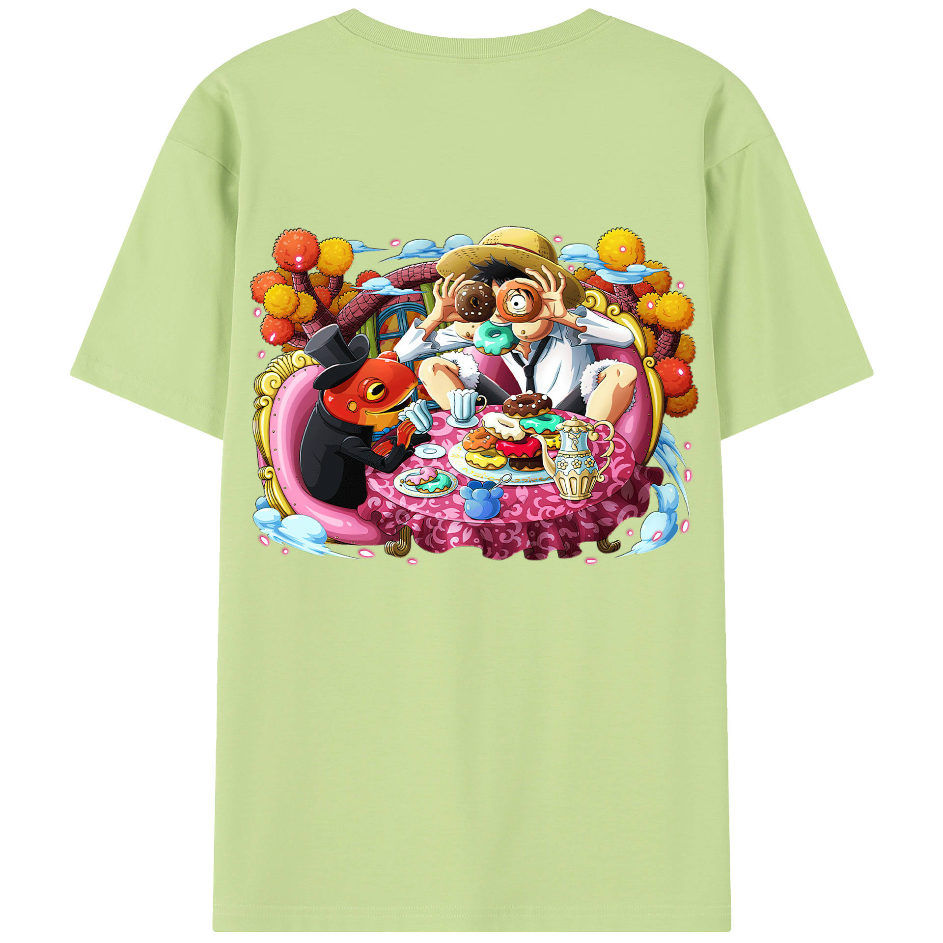 ワンピース モンキー・D・ルフィ ONE PIECE Monkey D. Luffy 綿100％半袖Tシャツ（背面プリント）